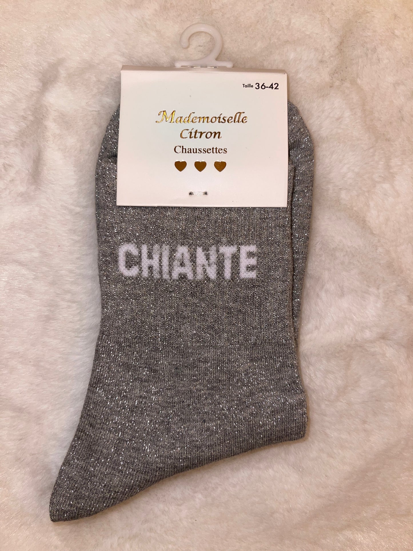 ✨ Chaussettes Pailletées "Chiante" Gris - Taille 36/42 ✨
