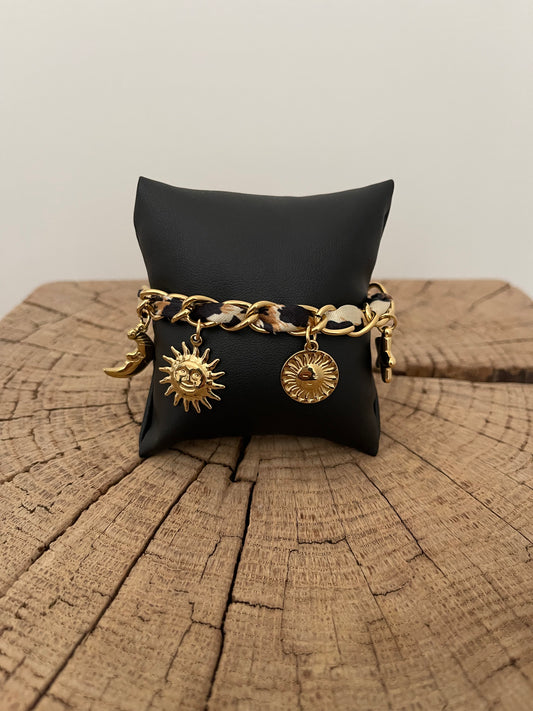 Ensemble collier et bracelet breloques léopard