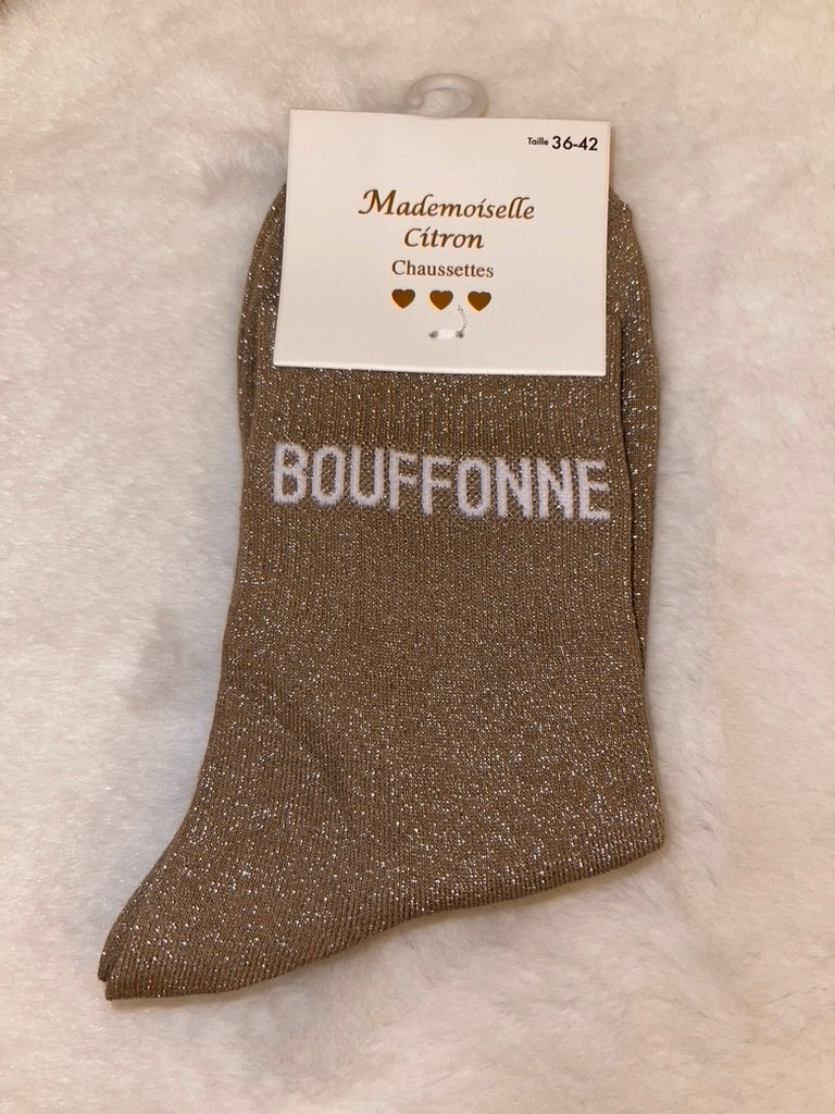 ✨ Chaussettes Pailletées "Bouffonne" Doré - Taille 36/42 ✨