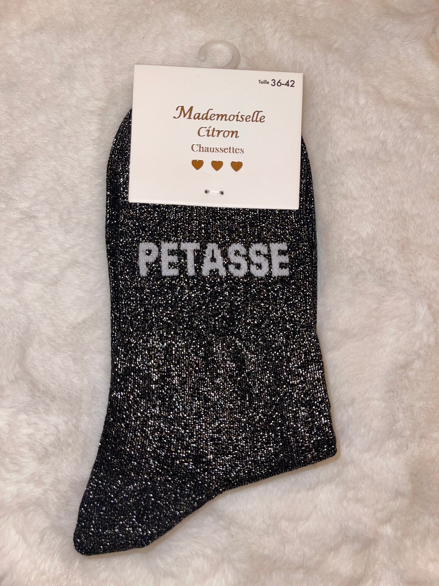 ✨ Chaussettes Pailletées "Pétasse" Noir - Taille 36/42 ✨