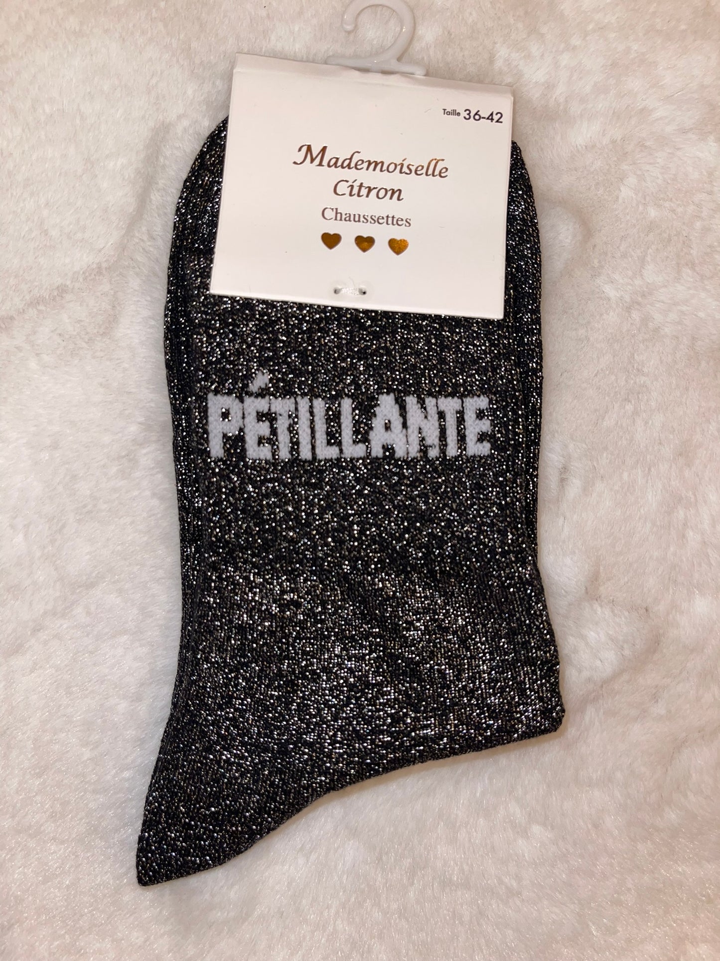 ✨ Chaussettes Pailletées "Pétillante" Noir - Taille 36/42 ✨
