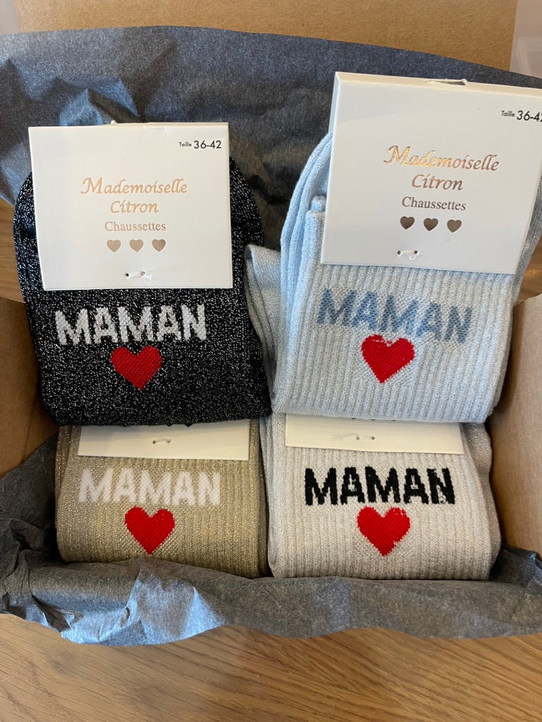 🎁 Box Cadeau Maman - 4 Paires de Chaussettes Pailletées ✨