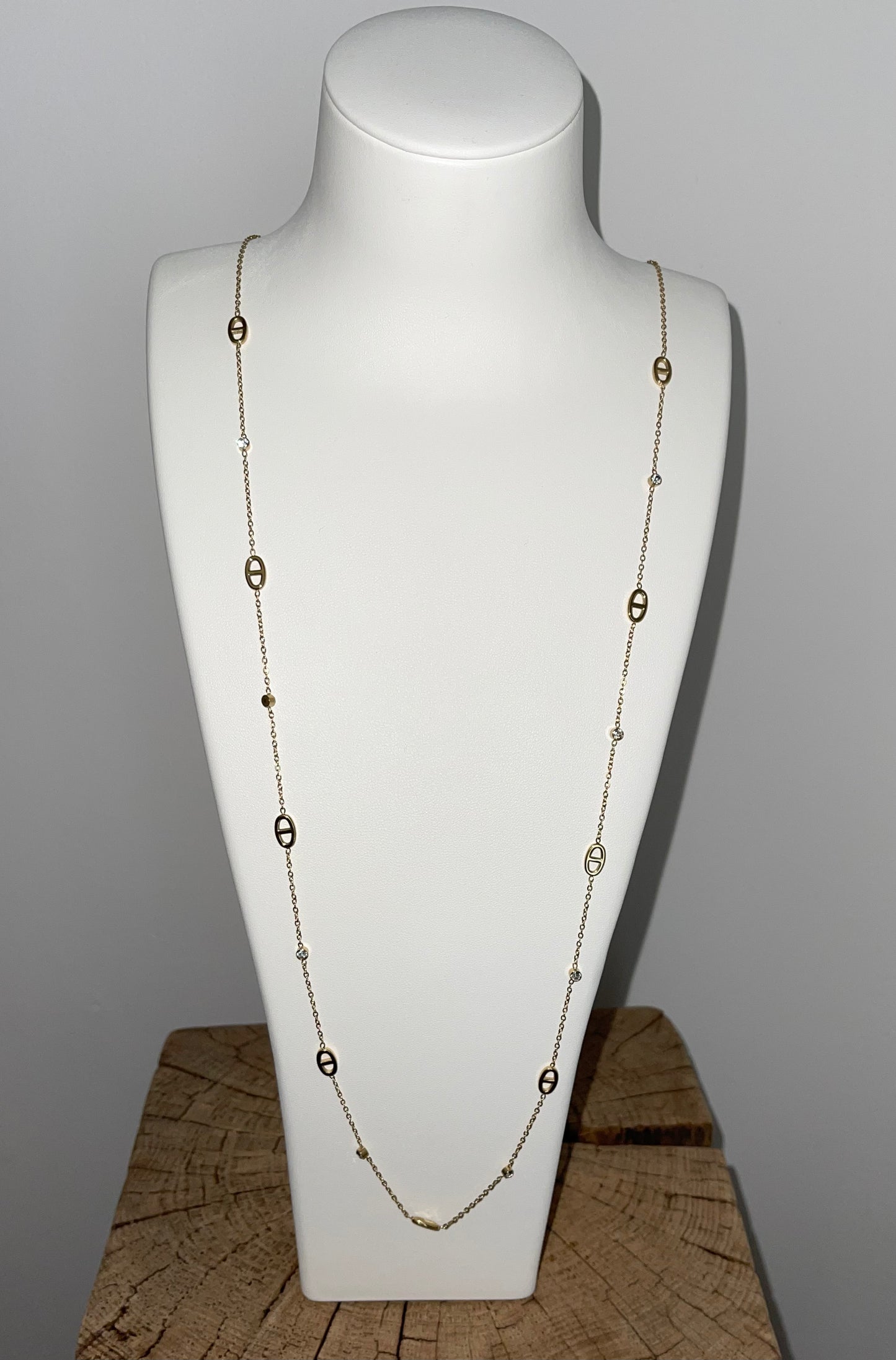 Sautoir doré maillons et strass