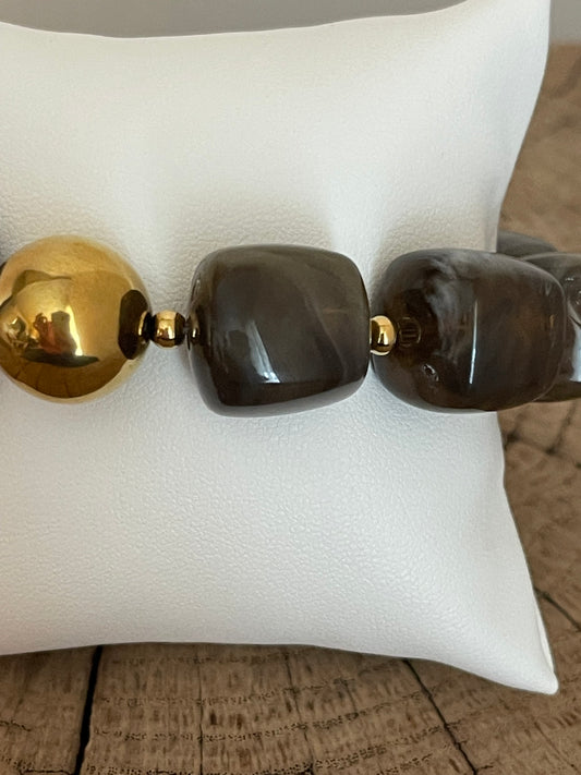 Bracelet tendance grosse perles résine