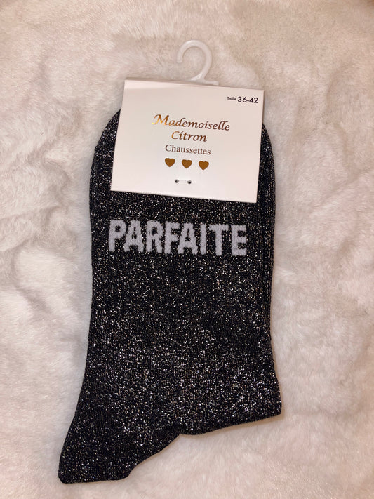✨ Chaussettes Pailletées "Parfaite" Noir - Taille 36/42 ✨