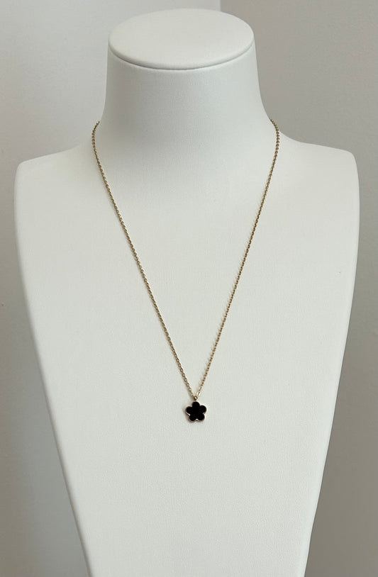 Ensemble collier et bracelet doré et fleurs noir