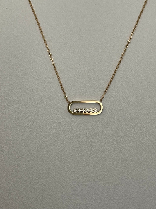 Ensemble collier et bracelet doré maille ovale sertie de brillants