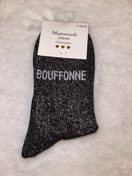 ✨ Chaussettes Pailletées "Bouffonne" Noir - Taille 36/42 ✨