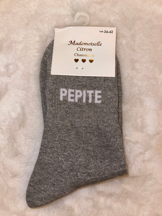 ✨ Chaussettes Pailletées "Pépite" Gris - Taille 36/42 ✨
