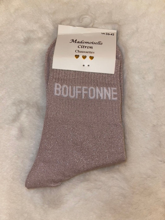 ✨ Chaussettes Pailletées "Bouffonne" Rose - Taille 36/42 ✨