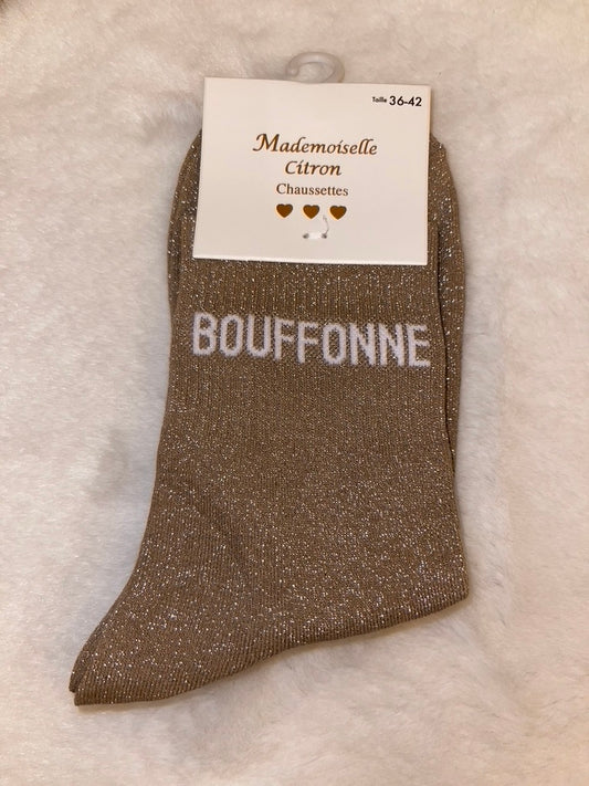 ✨ Chaussettes Pailletées "Bouffonne" Doré - Taille 36/42 ✨