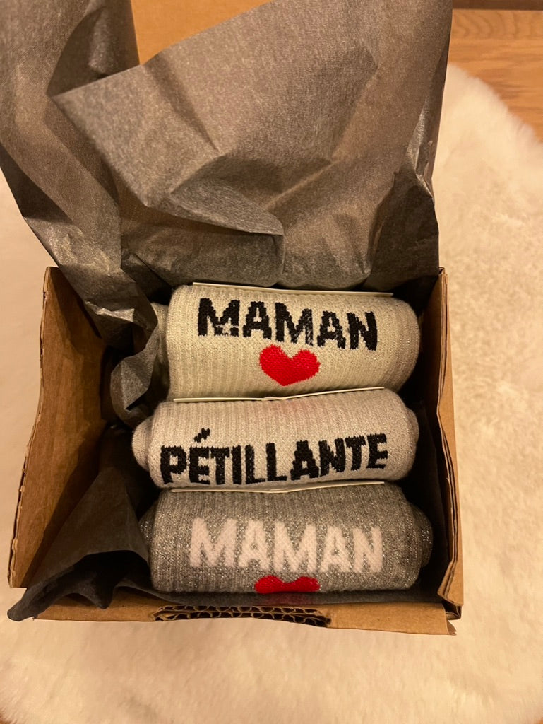🎁 Box Cadeau Maman - 3 Paires de Chaussettes ✨