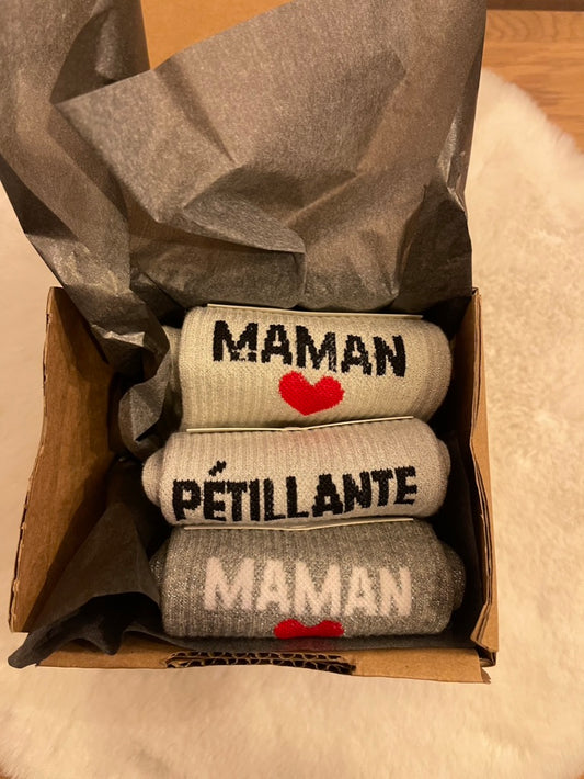 🎁 Box Cadeau Maman - 3 Paires de Chaussettes ✨