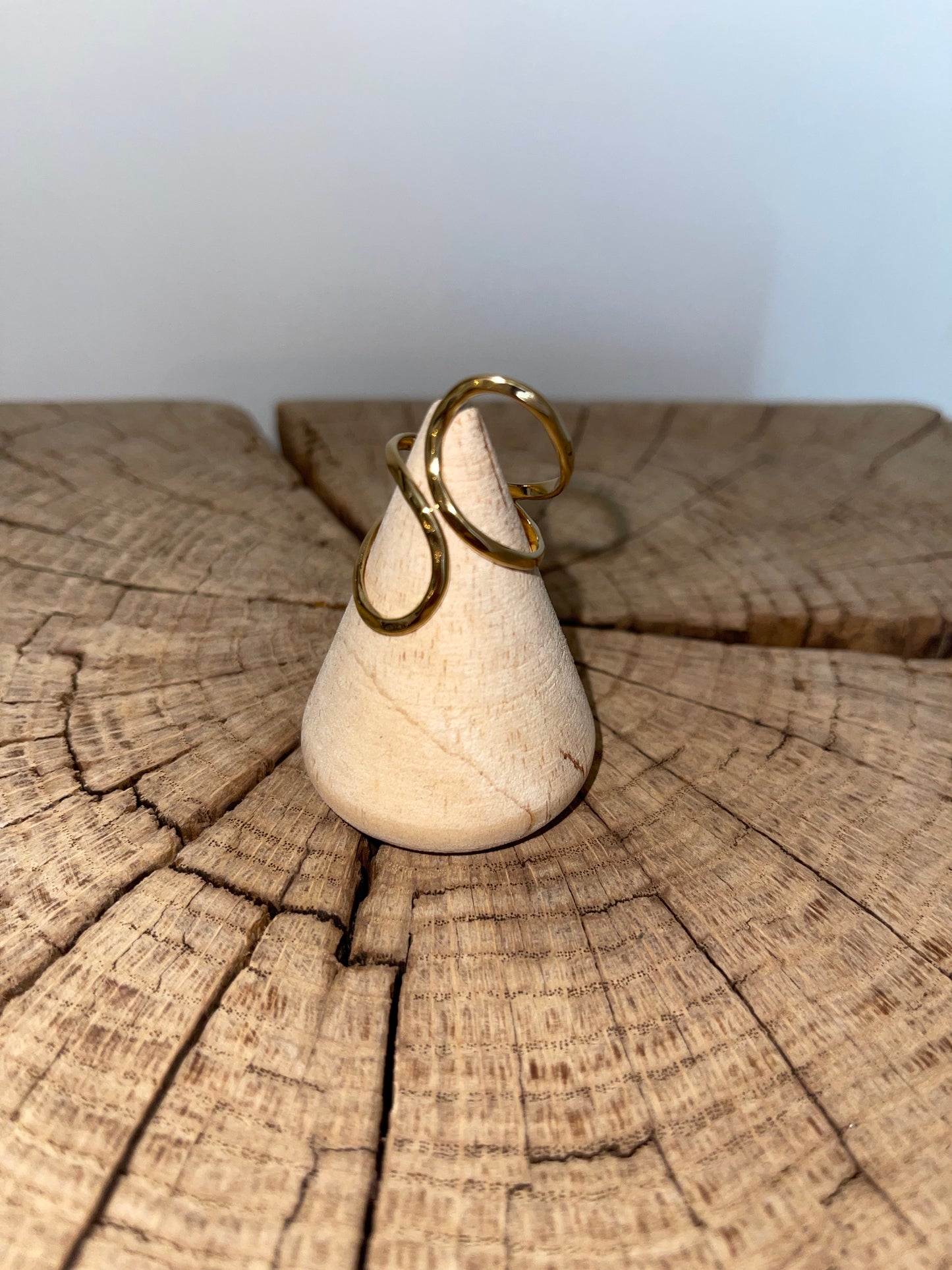 💍 Bague double anneaux infini - Acier inoxydable doré ajustable