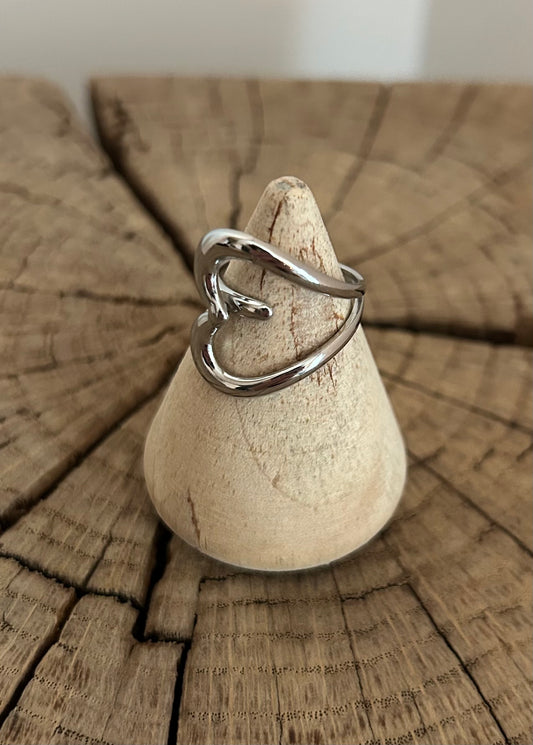 Bague coeur ajustable argenté