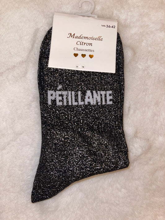✨ Chaussettes Pailletées "Pétillante" Noir - Taille 36/42 ✨