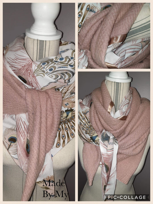 Foulard Réversible Vieux Rose - Modèle Unique Fait Main