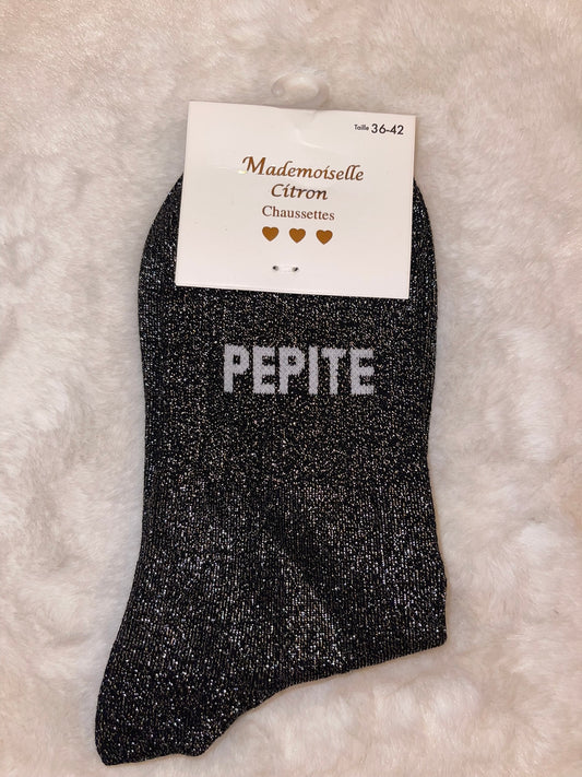 ✨ Chaussettes Pailletées "Pépite" Noir - Taille 36/42 ✨