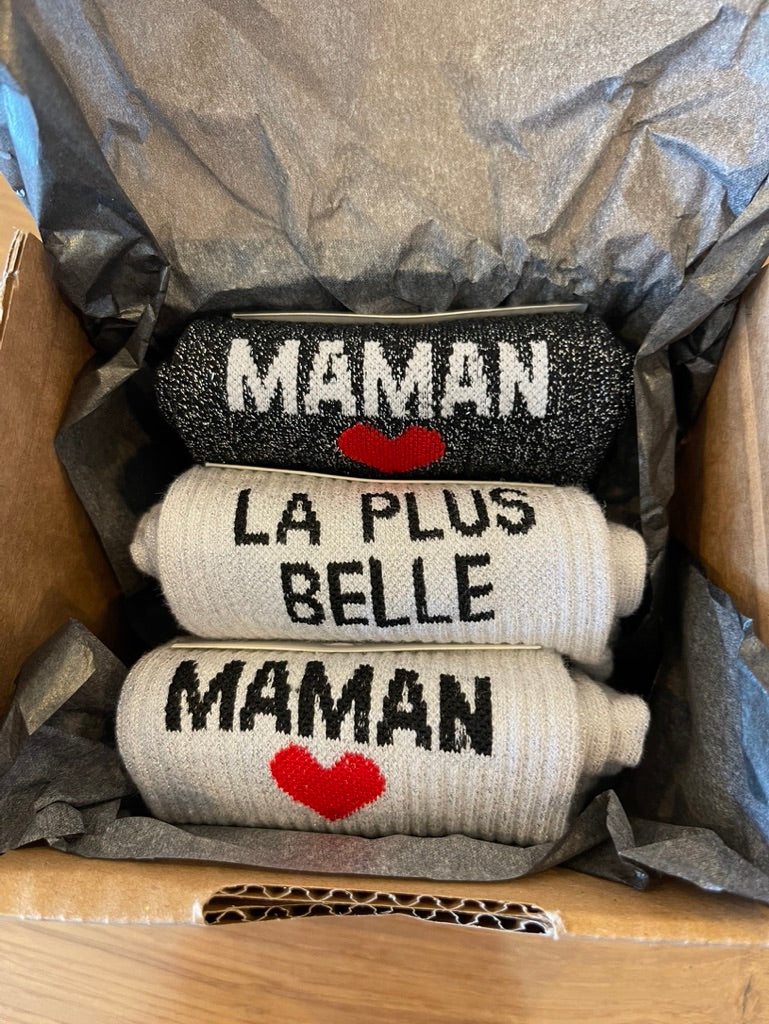 🎁 Box Cadeau Maman - 3 Paires de Chaussettes ✨