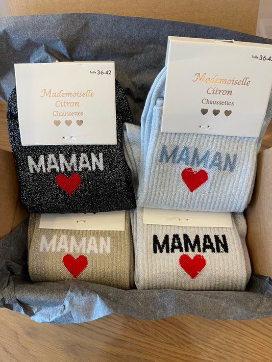🎁 Box Cadeau Maman - 4 Paires de Chaussettes Pailletées ✨