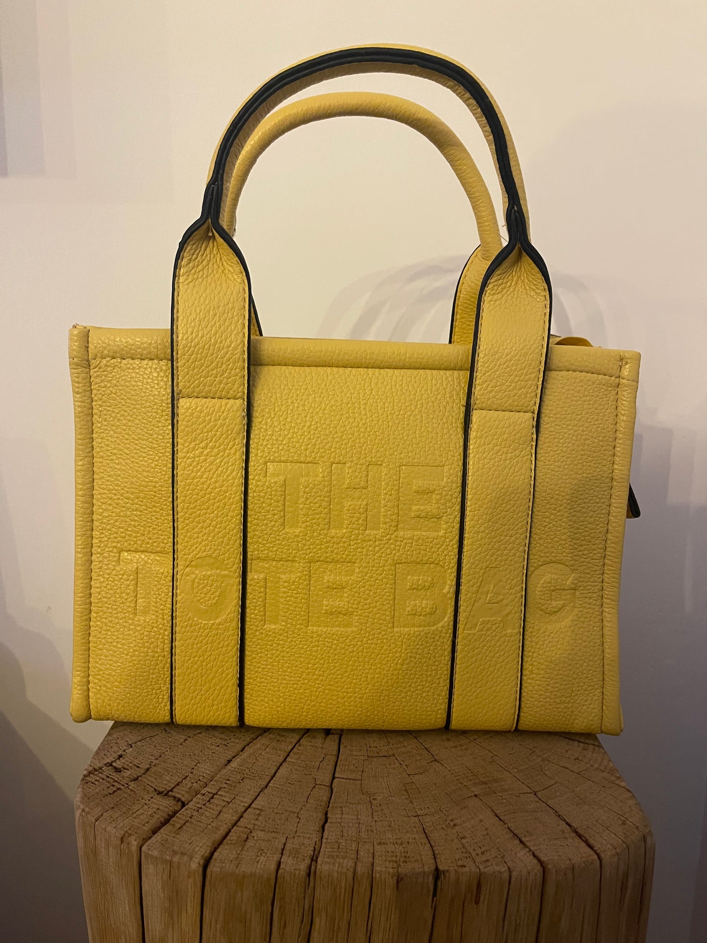 The Tote Bag - Sac à Main Jaune Simili Cuir avec Bandoulière
