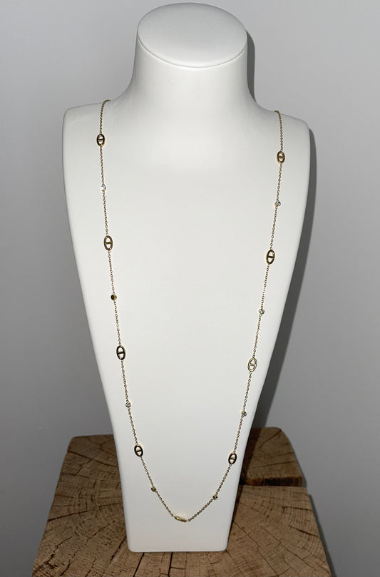 Sautoir doré maillons et strass