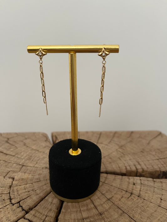 Boucles d'oreilles pendante étoile et brillant